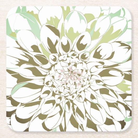Dessous-de-verre Carré En Papier Dahlia flower paper coaster set (Devant)