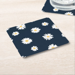 Dessous-de-verre Carré En Papier Daisy On Blue Motif