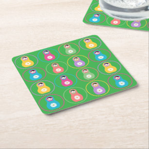 Dessous-de-verre Carré En Papier Daisyflower Matryoshka