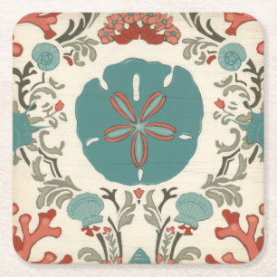 Dessous-de-verre Carré En Papier Damas côtières I