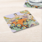 Dessous-de-verre Carré En Papier Dame Art Déco Festive (Incliné)