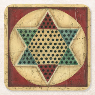 Dessous-de-verre Carré En Papier Damier chinois vintage par le harpiste d'Ethan