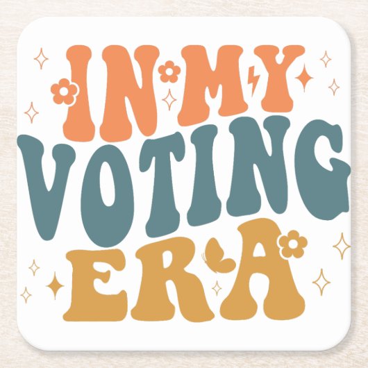 Dessous-de-verre Carré En Papier Dans Mon Ère De Vote Retro Wavy (Devant)