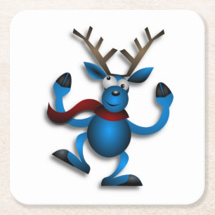 DESSOUS-DE-VERRE CARRÉ EN PAPIER DANSER REINDEER