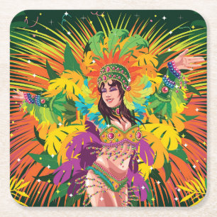 Dessous-de-verre Carré En Papier Danseur du carnaval de Rio