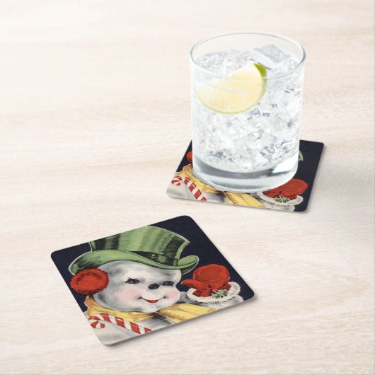 Dessous-de-verre Carré En Papier Dapper Christmas Snowman (En situation)