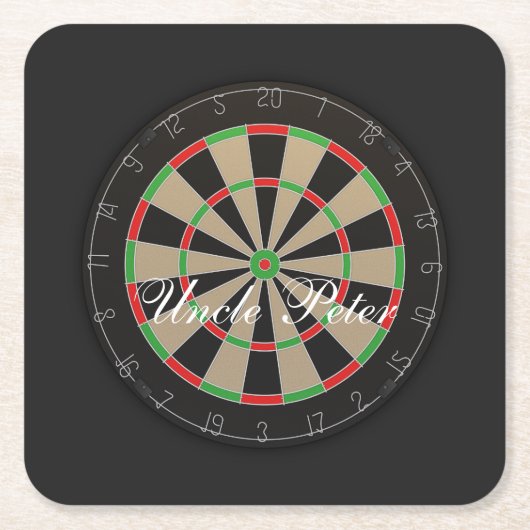 Dessous-de-verre Carré En Papier Dartboard Nom du monogramme (Devant)