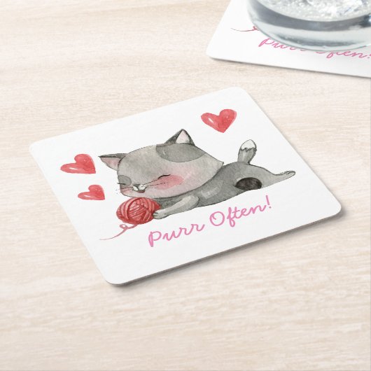 Dessous-de-verre Carré En Papier de ronronnement dessous de verre souvent (Incliné)