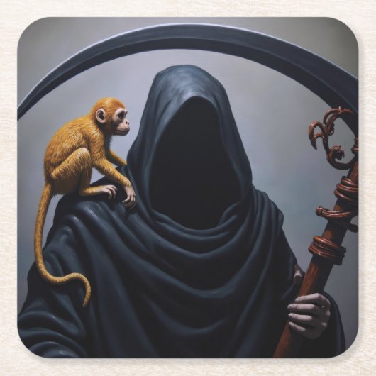 Dessous-de-verre Carré En Papier Décès avec un singe (Devant)