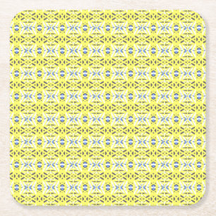 Dessous-de-verre Carré En Papier Déco géométrique vive et gaie jaune gris