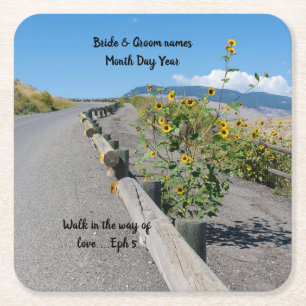 Dessous-de-verre Carré En Papier Décontracté pays ouest chemin de montagne