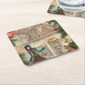 Dessous-de-verre Carré En Papier Décor du dîner de Noël (Incliné)