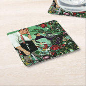 Dessous-de-verre Carré En Papier Découpage de l'arbre (Incliné)