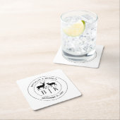 Dessous-de-verre Carré En Papier Deer Monogram Mariage campagnard rustique Nom du c (En situation)
