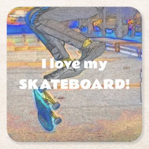 Dessous-de-verre Carré En Papier Défiler le pont - Trick de skateboard