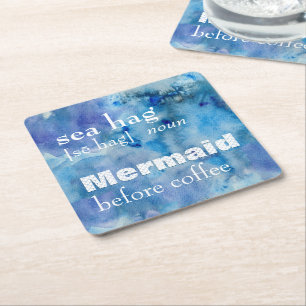 Dessous-de-verre Carré En Papier Définition du segment de mer Humour sirène avant