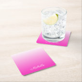 Dessous-de-verre Carré En Papier dégradé personnalisé à deux tons foncé rose chaud (En situation)