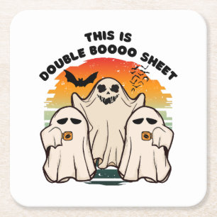 Dessous-de-verre Carré En Papier Déguisement Halloween Fantôme Drôle Boo