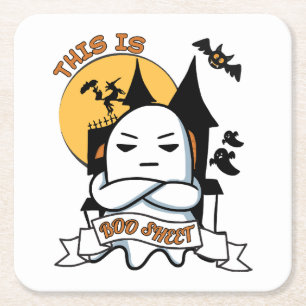 Dessous-de-verre Carré En Papier Déguisement Halloween Fantôme Drôle Boo