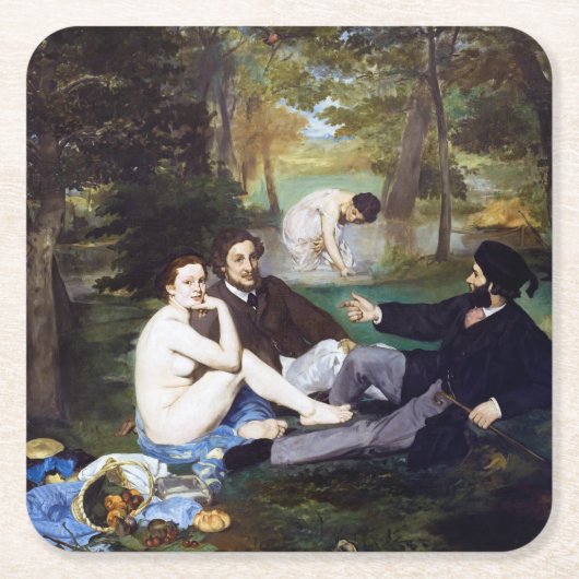 Dessous-de-verre Carré En Papier Déjeuner sur l'herbe, Manet (Devant)