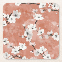 Delicate Pink and White Sakura Branches on Navy Bl