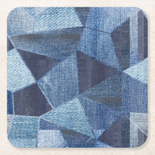 Dessous-de-verre Carré En Papier Denim Urban : Patchwork à rayures détendues.