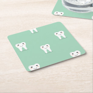 Dessous-de-verre Carré En Papier Dent heureuse Kawaii