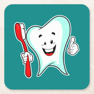 Dessous-de-verre Carré En Papier Dental Care Happy Tooth