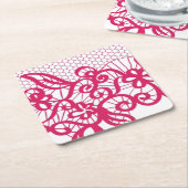 Dessous-de-verre Carré En Papier Dentelle rouge (Incliné)