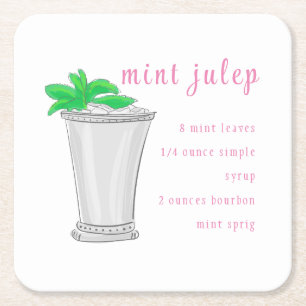 Dessous-de-verre Carré En Papier Derby Mint Julep Bar Recette Preppy