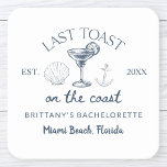 Dessous-de-verre Carré En Papier Dernier Toast Sur La Côte Beach Bachelorette Party<br><div class="desc">Faites une fête avec le Dernier Toast On The Coast Beach Bachelorette Party Carré Dessous de verre papier. Dotés d'un design animé sur le thème de la plage et d'un slogan ludique, ces dessous de verre sont parfaits pour ajouter une touche festive à votre soirée de bachelorette sur la plage....</div>