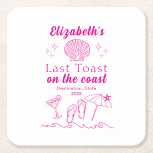 Dessous-de-verre Carré En Papier Dernière Soirée de Fête de Fiançailles sur la Plag
