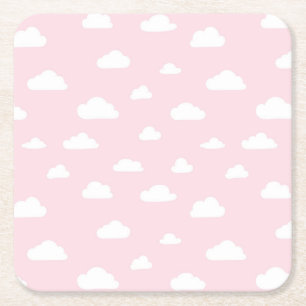 Dessous-de-verre Carré En Papier Des nuages de dessins animés blancs sur un Motif