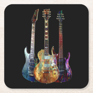 Dessous-de-verre Carré En Papier Des sons de musique. Guitare colorée