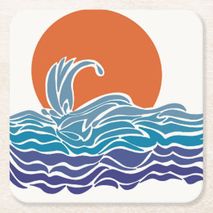 Dessous-de-verre Carré En Papier Des vagues colorées de l'océan avec de beaux couch