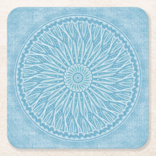 Dessous-de-verre Carré En Papier Design boho bleu et turquoise moderne