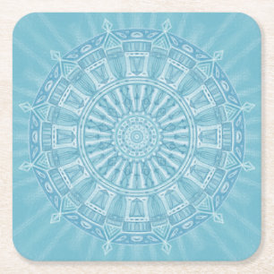 Dessous-de-verre Carré En Papier Design boho bleu et turquoise moderne