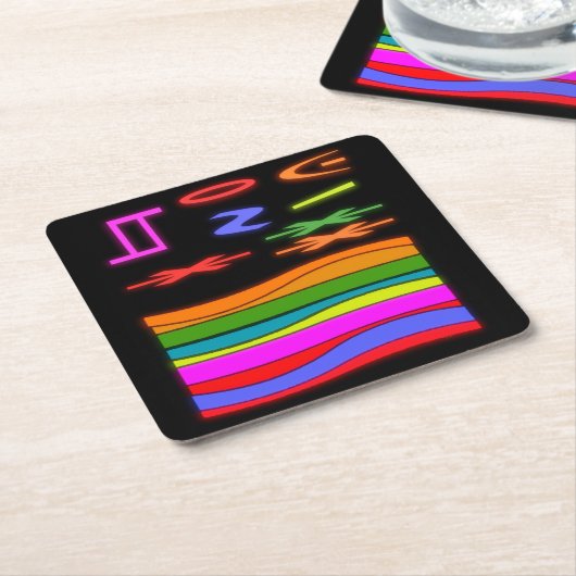 Dessous-de-verre Carré En Papier Design d'art sur fond noir (Incliné)