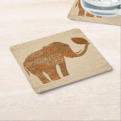 Dessous-de-verre Carré En Papier Design d'art tribal des éléphants (Incliné)