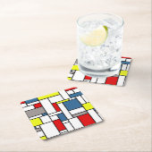 Dessous-de-verre Carré En Papier Design de style mondrien (En situation)