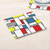 Dessous-de-verre Carré En Papier Design de style mondrien (Incliné)