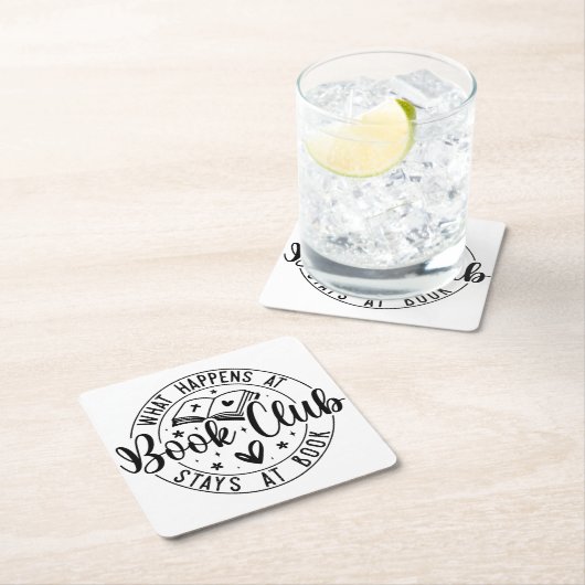 Dessous-de-verre Carré En Papier Design du Club de lecture amusant (En situation)