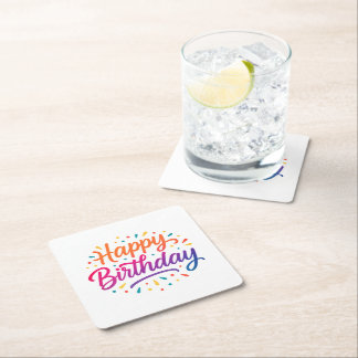 Dessous-de-verre Carré En Papier Design élégant de calligraphie d'anniversaire