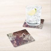 Dessous-de-verre Carré En Papier Design floral Brown Abstrait 1 (En situation)