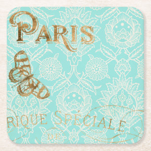 Dessous-de-verre Carré En Papier Design Gold vintage Paris