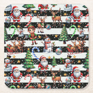 Dessous-de-verre Carré En Papier Design Motif décoratif des rayures de Noël