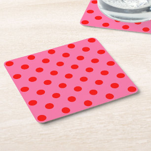 Dessous-de-verre Carré En Papier Design Pois rouge sur rose