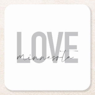 Dessous-de-verre Carré En Papier Design simple, moderne, urbain, cool Love Minnesot