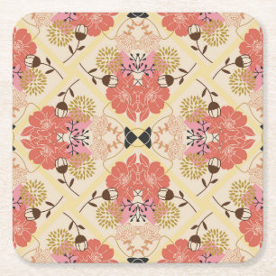 Dessous-de-verre Carré En Papier Design vintage fleuri et transparent pour motif.