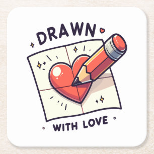 Dessous-de-verre Carré En Papier Dessin avec amour